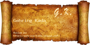 Gehring Kada névjegykártya
